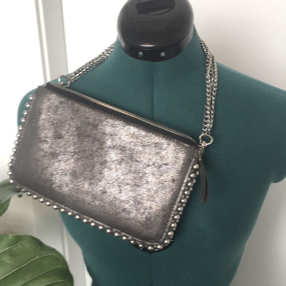 Zara grey metallic convertible clutch